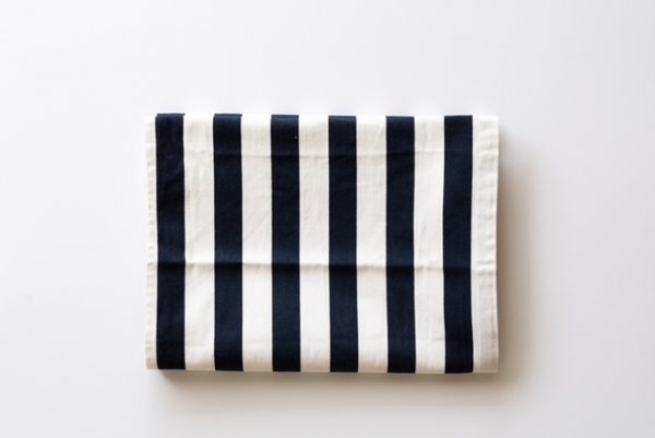 Table Runner Cotton Navy Blue & White Stripe